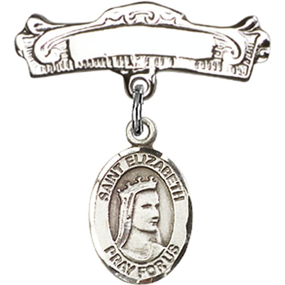 Sterling Silver Baby Badge with St. Elizabeth of Hungary Charm - 7/8