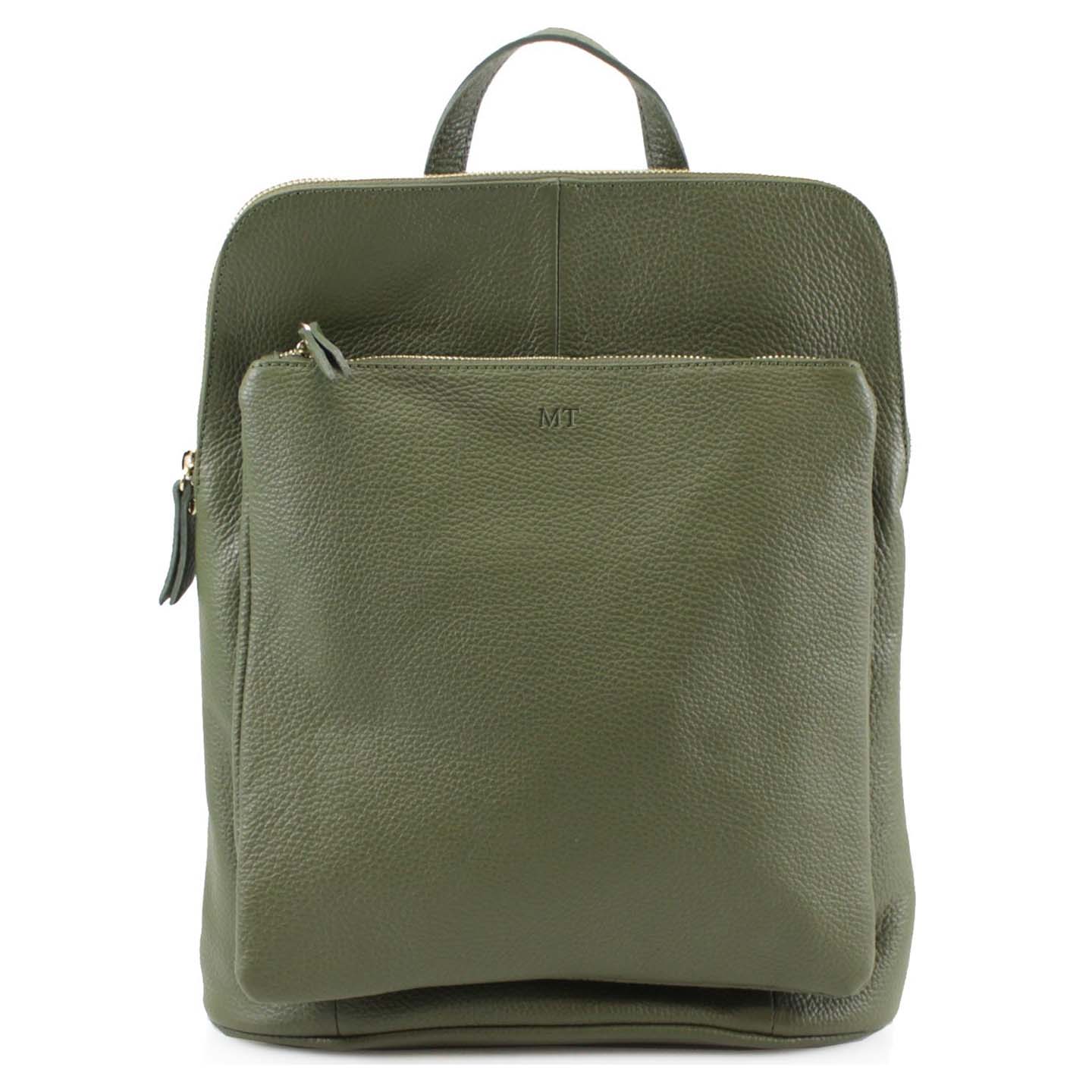 Carnaby Of London Embossed Monogram Leather Backpack for Women - Stylish College School Bag & Travel Daypack for Work, Commute and Weekend Outings