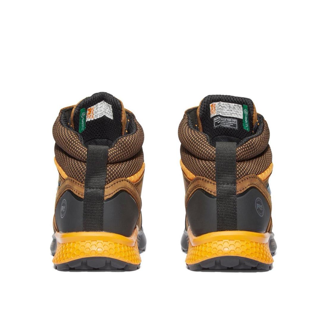 Reaxion Composite Toe Waterproof Work Boots for Men - Brown/Orange Safety Shoes for Construction, Hiking & Outdoor Work