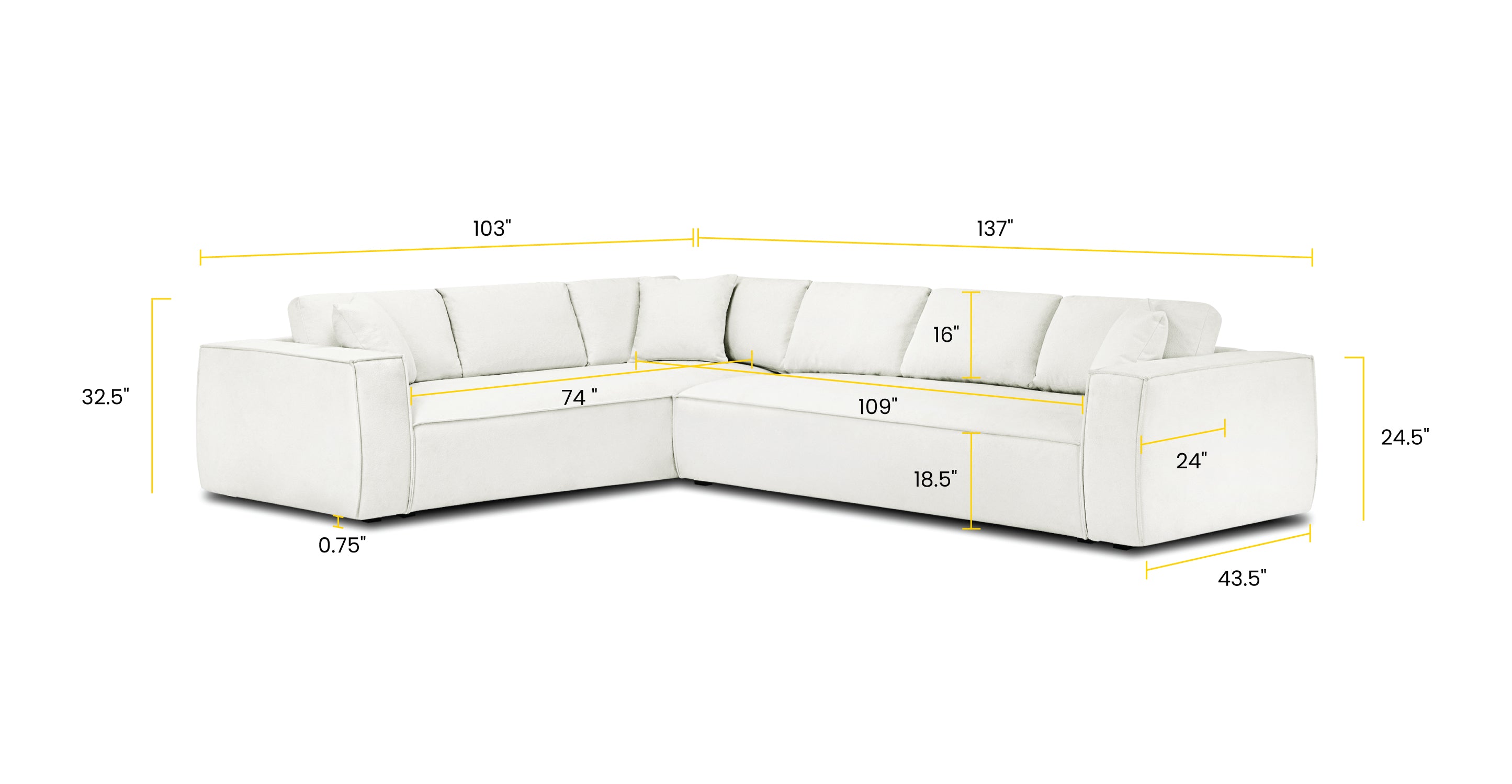 Positano Corner Sectional Sofa - Modern L-Shaped Couch for Living Room, Lounge & Family Room - Comfortable Fabric Upholstery with Reversible Chaise