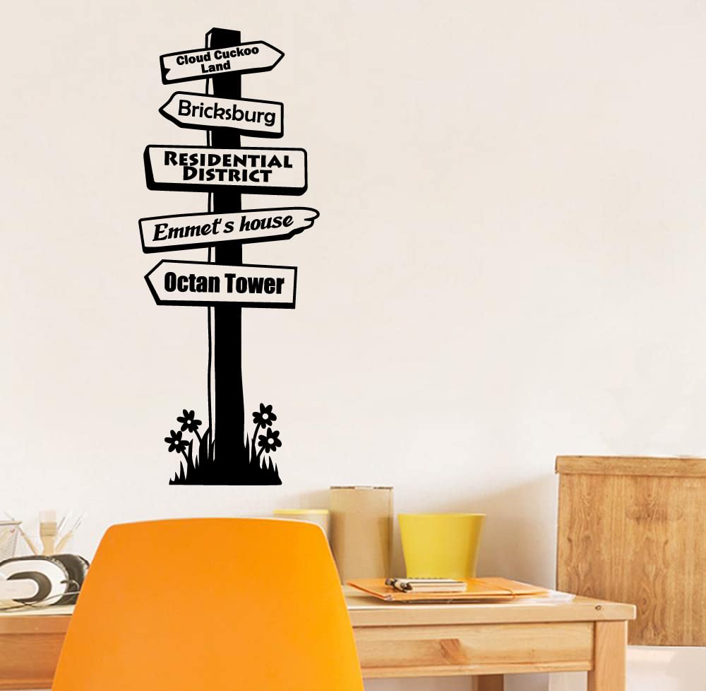 LEGO Movie Octan Tower Pathway Sign Vinyl Wall Decal Sticker - 10x6 Inch Cartoon Room Decor for Kids Bedroom, Nursery, Kindergarten - Fun Home Decoration for Playrooms & Party Themes