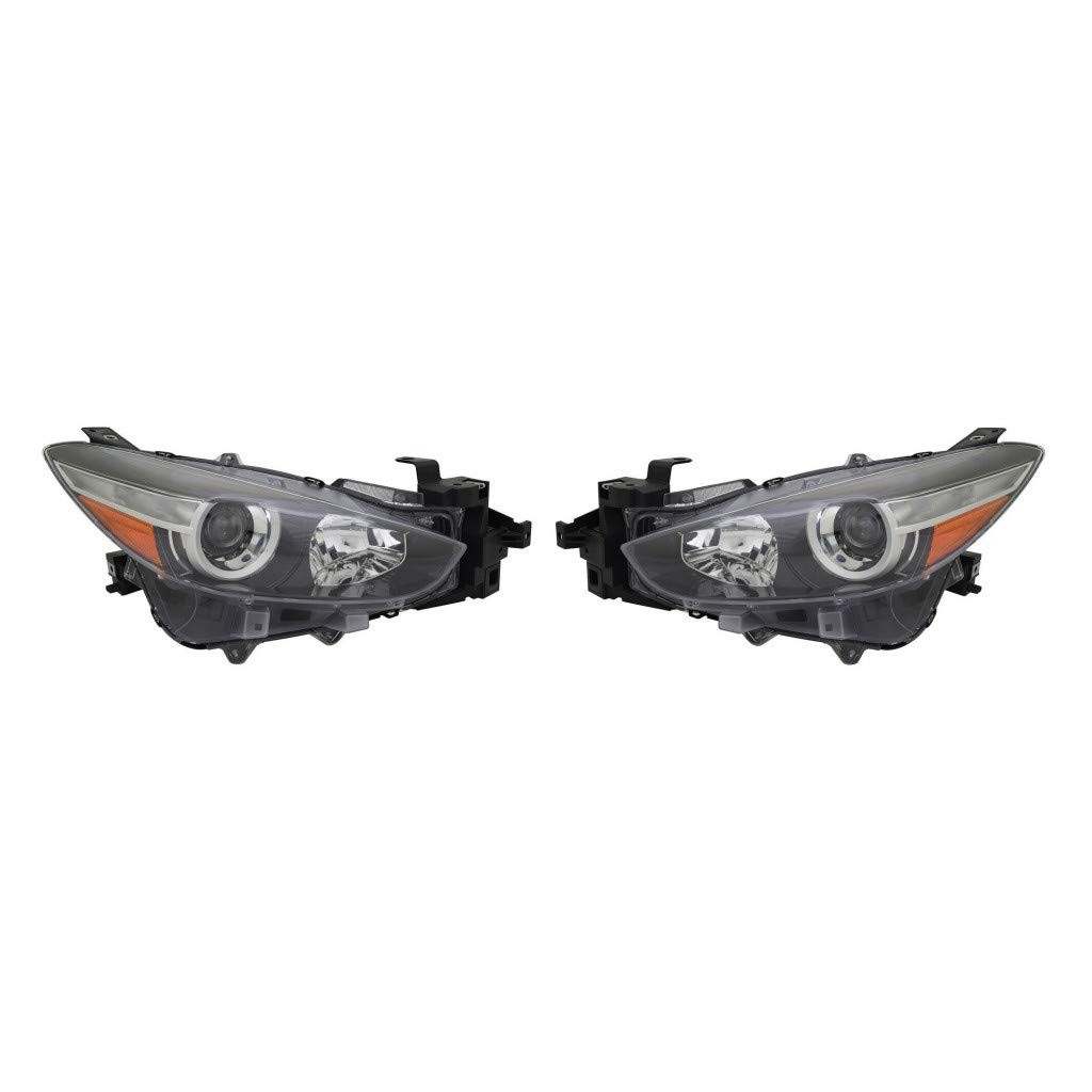 KarParts360 Replacement Headlight Assembly for 2017-2018 Mazda 3 Hatchback & Sedan - DOT Certified with Bulbs (Driver & Passenger Side) - Fits Models MA2502149, MA2503149, BABF-51-0L0D, BABF-51-0K0D | Perfect for Night Driving & Enhanced Visibility