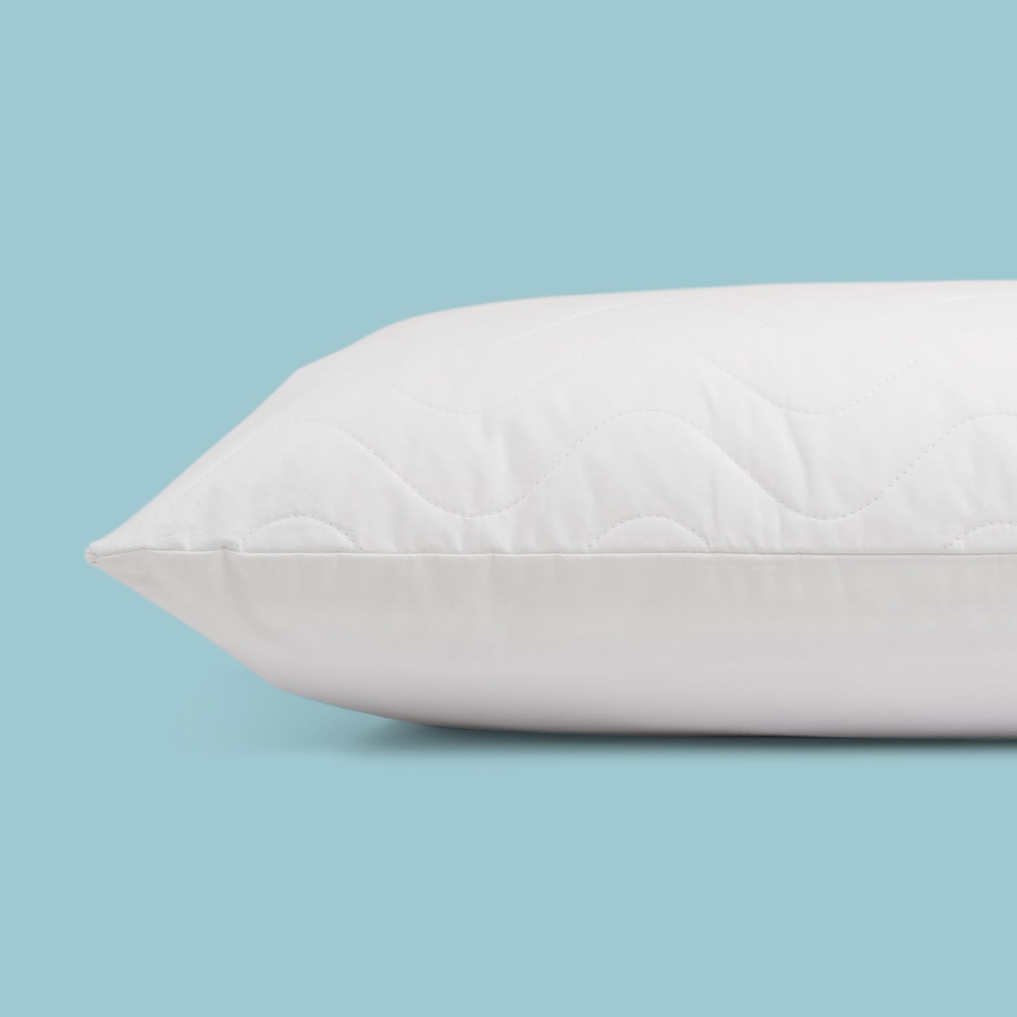 Original Fiber Water Pillow & Cotton Quilted Pillow Protector Set - Cooling Support for Neck Pain Relief, Hypoallergenic Bedding for Side Sleepers (Home, Travel, Office Use)
