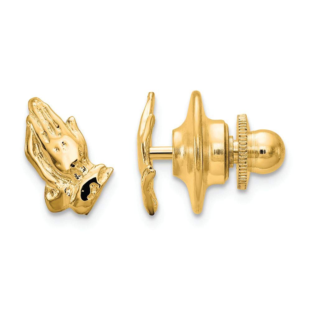FJC Finejewelers 14k Yellow Gold Praying Hands Tie Tack Pin - Elegant Religious Jewelry for Men, Perfect for Church, Weddings & Formal Occasions