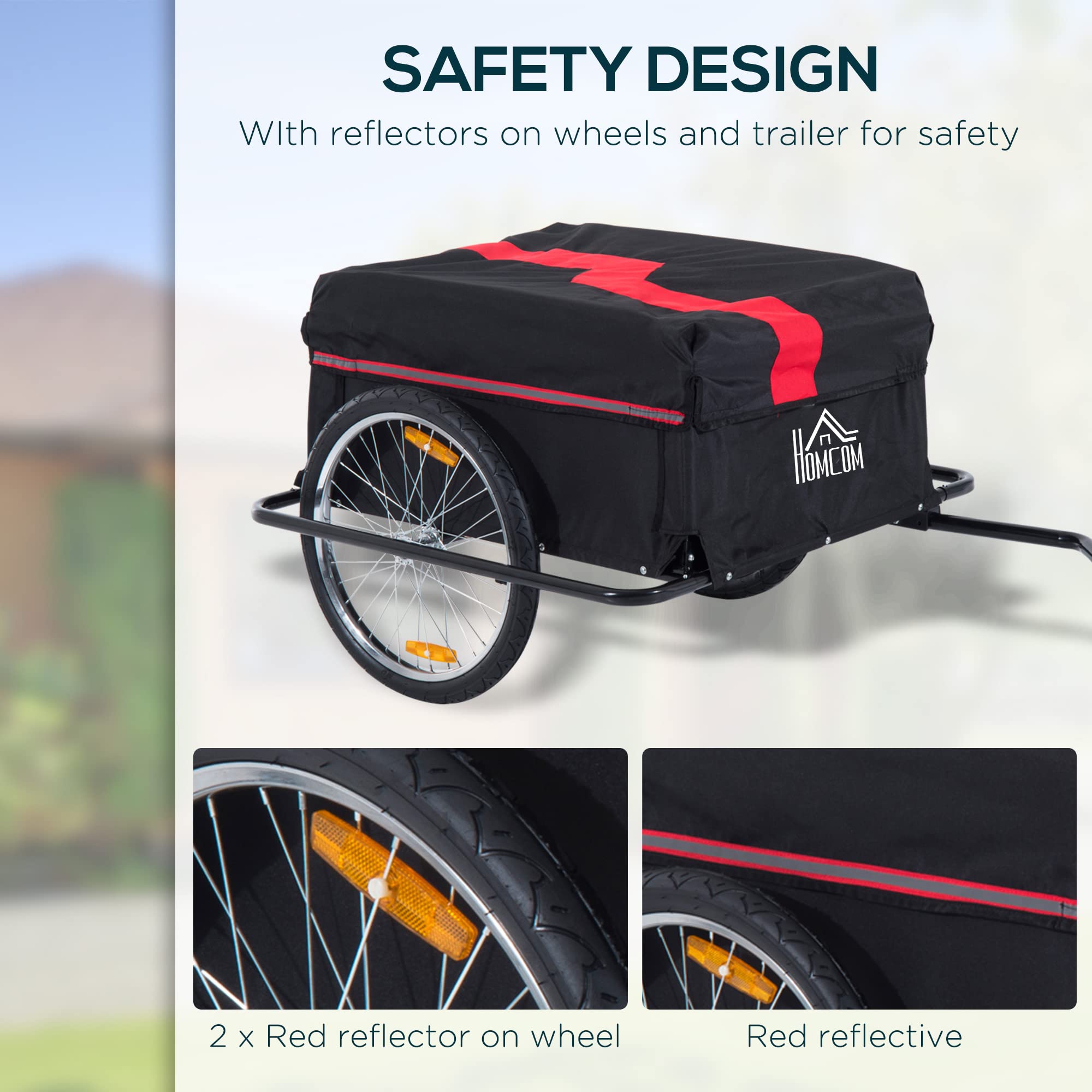 Aosom 2-Wheel Bicycle Cargo Trailer with Removable Cover - Heavy Duty Bike Luggage Wagon for Camping, Groceries & Outdoor Adventures