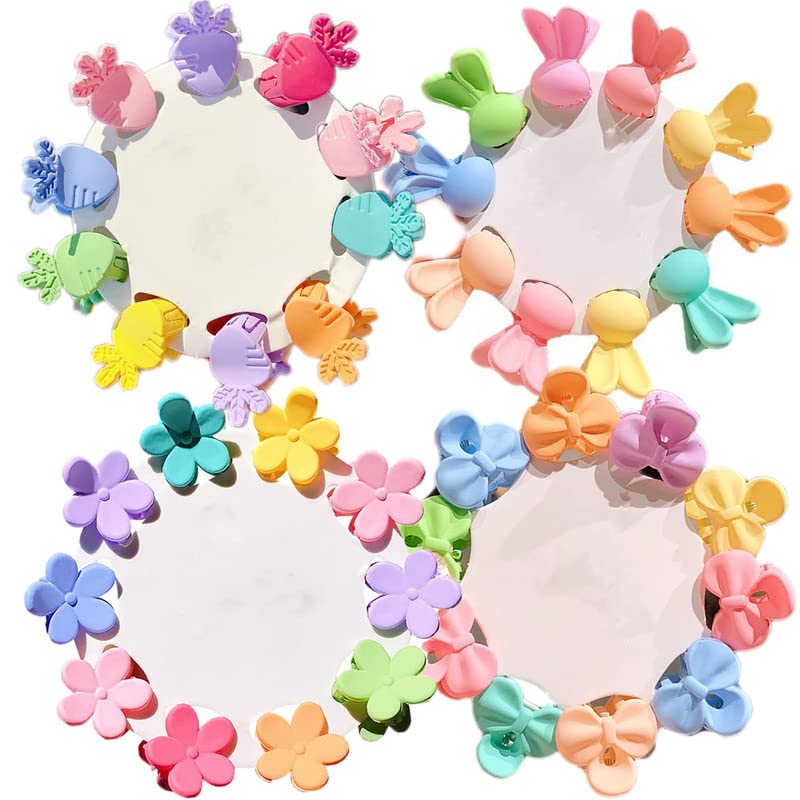 BELICIA 40 Pcs Baby Girls Hair Clips - Mini Cute Princess Hair Accessories Set with 4 Styles (Flower, Candy Colors) for Toddlers, Kids & Teens - Perfect for School, Parties & Daily Hair Styling