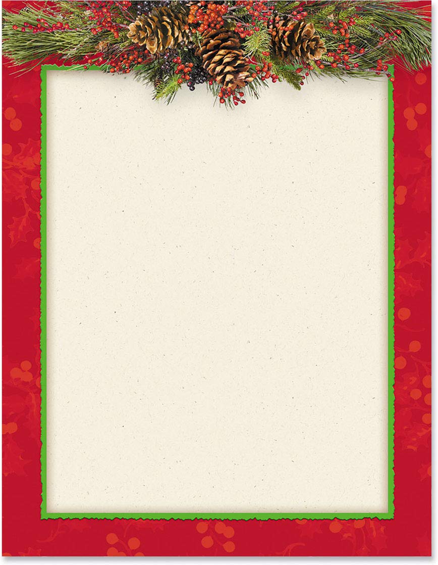 Premium Christmas Pine Bough Holiday Stationery Set - Elegant 8.5