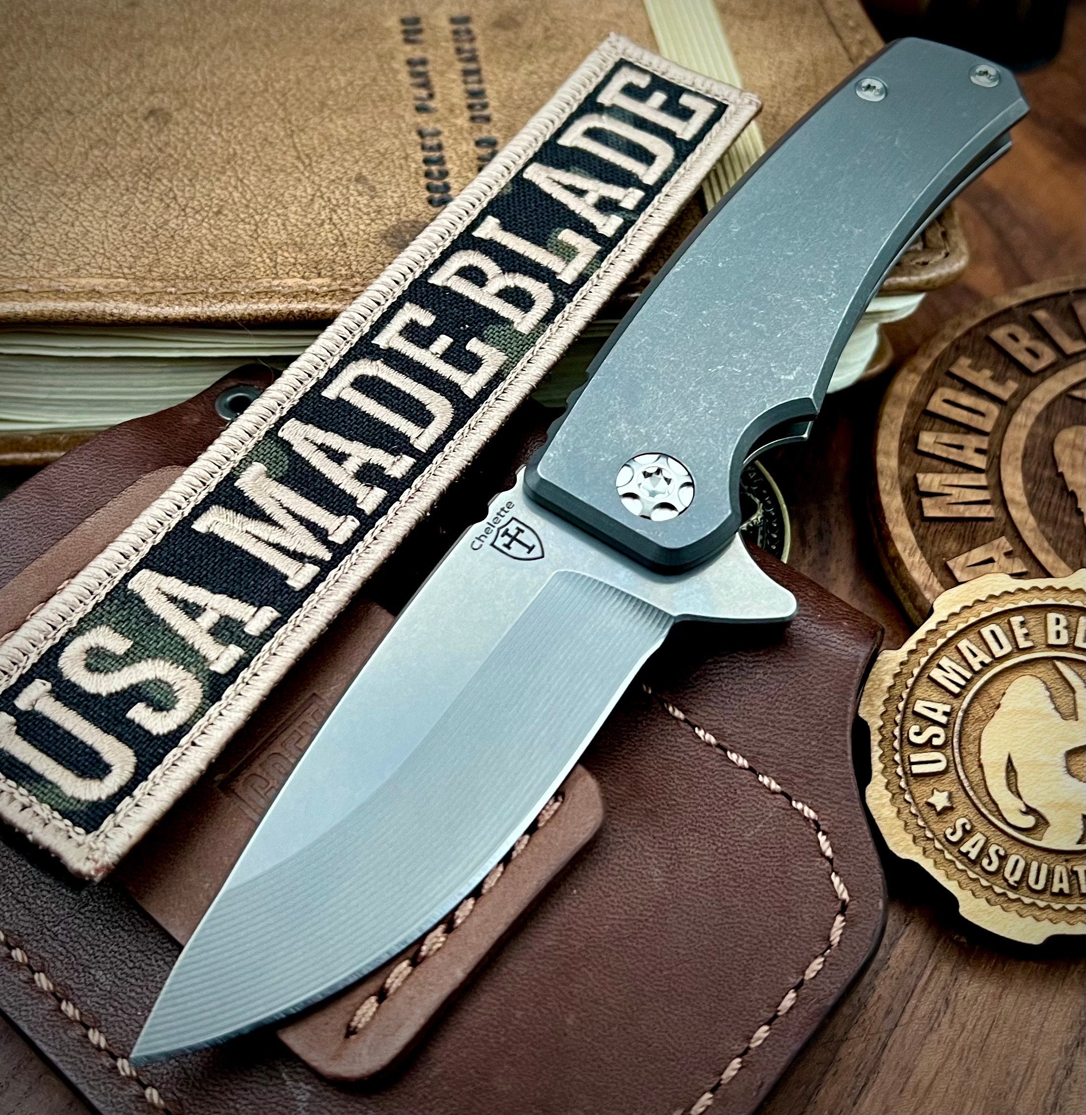 Premium Chelette Custom Knives Gur Full Titanium S30V Blade with Titanium Handles & Hardware - Perfect for Outdoor Adventures, Camping & Survival Gear