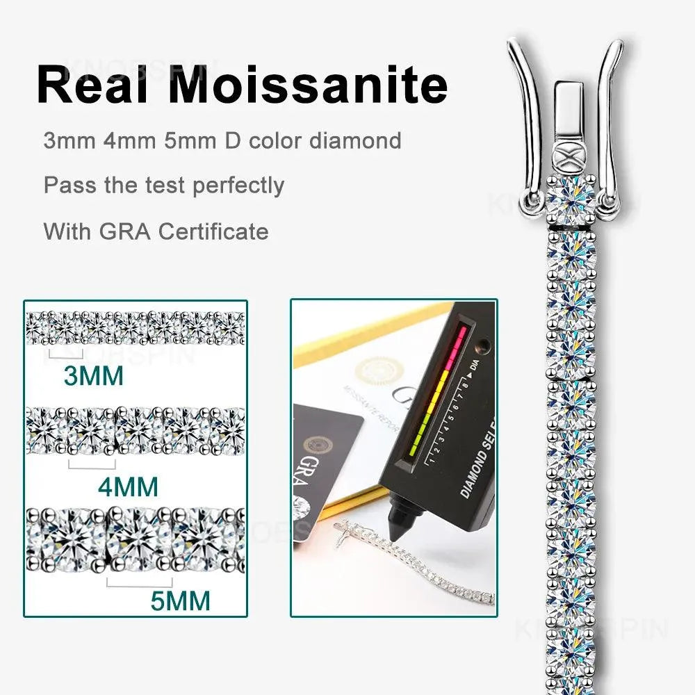3mm & 4mm Moissanite Tennis Bracelet - 925 Sterling Silver Plated with 18K Gold - GRA Certified Diamond Alternative Jewelry for Women & Men - Perfect for Weddings, Anniversaries, Parties & Everyday Elegance