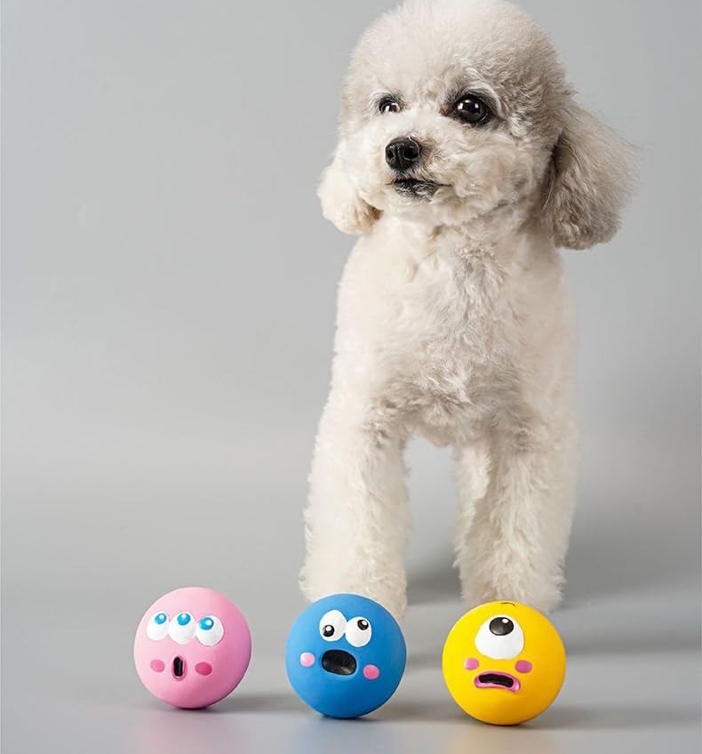 Natural Rubber Squeaker Ball - High Elasticity Latex Chew Toy for Ferrets, Kittens, Guinea Pigs & Rabbits - Tough Teeth Grinding Sound Toy for Small Animals - 6PC Set - Perfect for Exercise, Playtime & Stress Relief