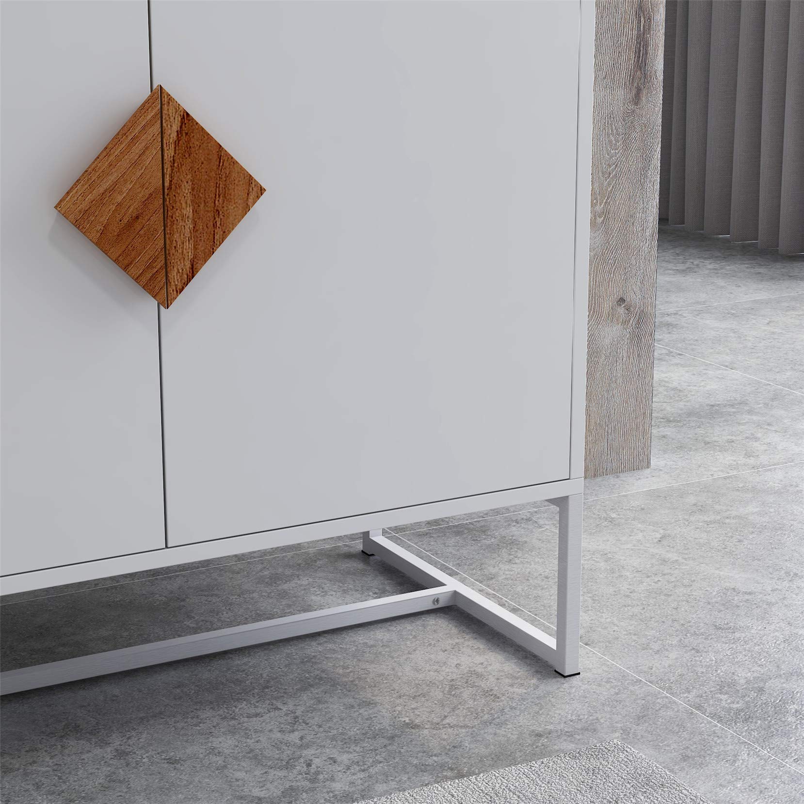 HomVent 2-Door Storage Cabinet with Solid Wood Square Handles - Shoe Organizer, Side Table for Living Room, Office, Bedroom - White | Perfect for Entryway, Closet & Home Organization
