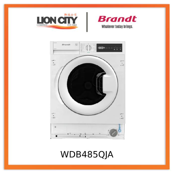 Brandt WDB485QJA 8.5kg Washer Dryer Combo - Energy Efficient Front Load Laundry Machine for Apartments & Small Homes | Perfect for Compact Spaces & Busy Lifestyles