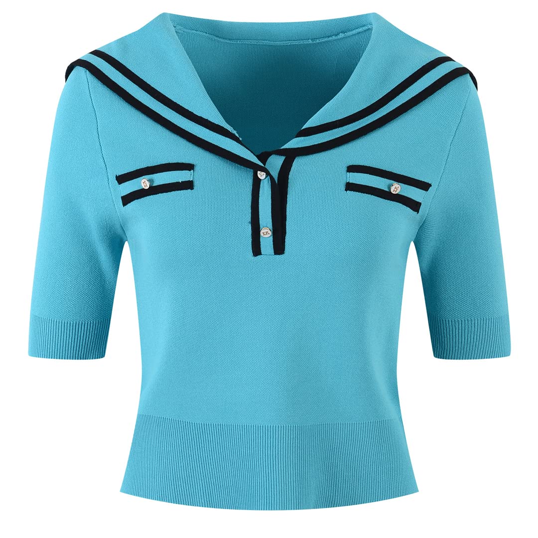 Elegant Korean Knitted Short Sleeve Pullover Top - Pink & Blue Casual Summer Blouse for Women | Perfect for Beach Outings, Date Nights & Office Wear