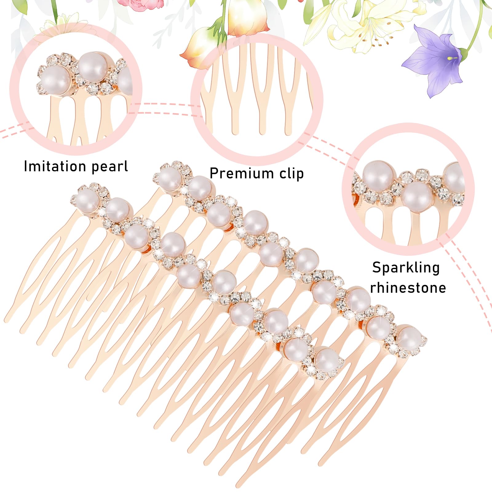 2 Pcs Elegant Pearl, Rhinestone & Crystal Hair Combs - Wedding Bridal Hair Accessories for Women & Girls - Perfect for Bridal Showers, Prom, Pageants & Special Occasions