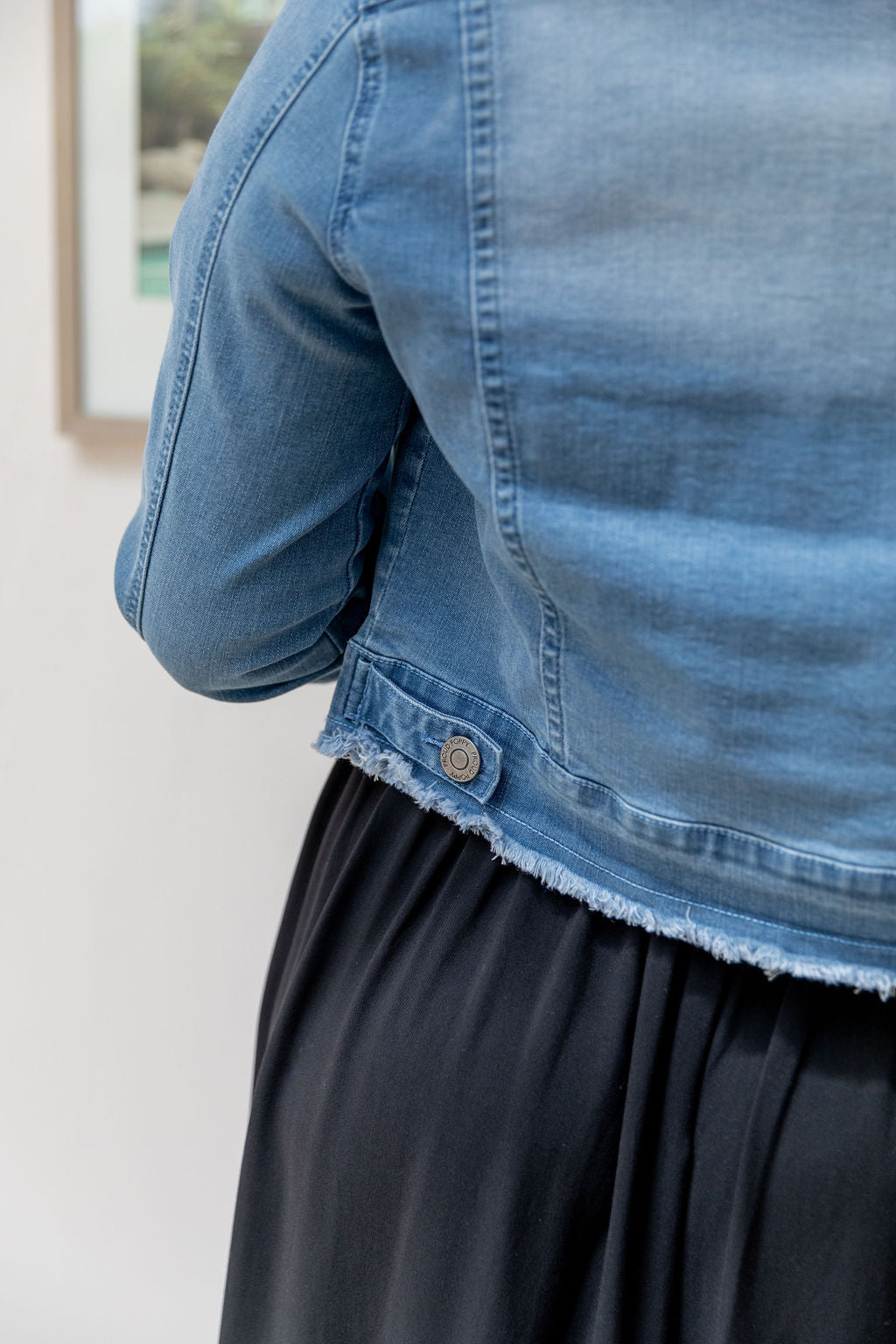 Kenzie Crop Denim Jacket for Women - Stylish Distressed Light Blue Denim Jacket - Perfect for Spring Outfits & Casual Streetwear