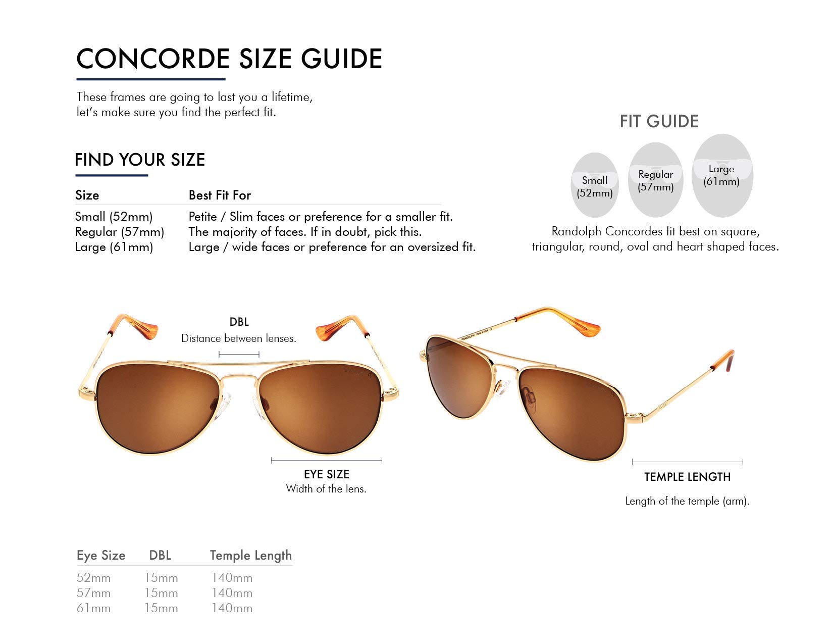 Randolph USA Concorde Classic Aviator Sunglasses for Men & Women - 100% UV Protection Polarized Lenses - Premium Pilot Sunglasses for Driving, Travel & Outdoor Activities