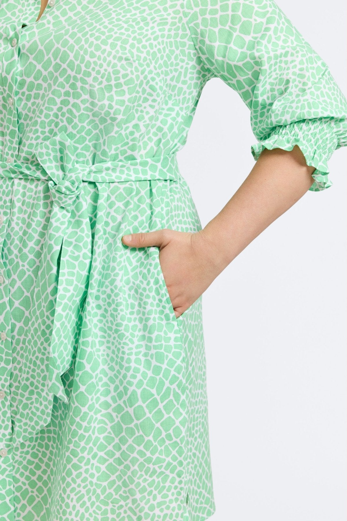 Abby Plus Linen Giraffe Print 3/4 Sleeve Dress for Women - Casual Summer Midi Dress for Beach, Vacation & Everyday Wear