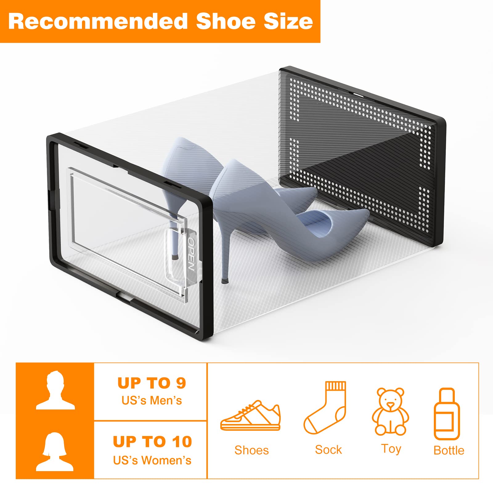 Fixwal 15-Pack Clear Stackable Shoe Storage Boxes with Lids - 13.1