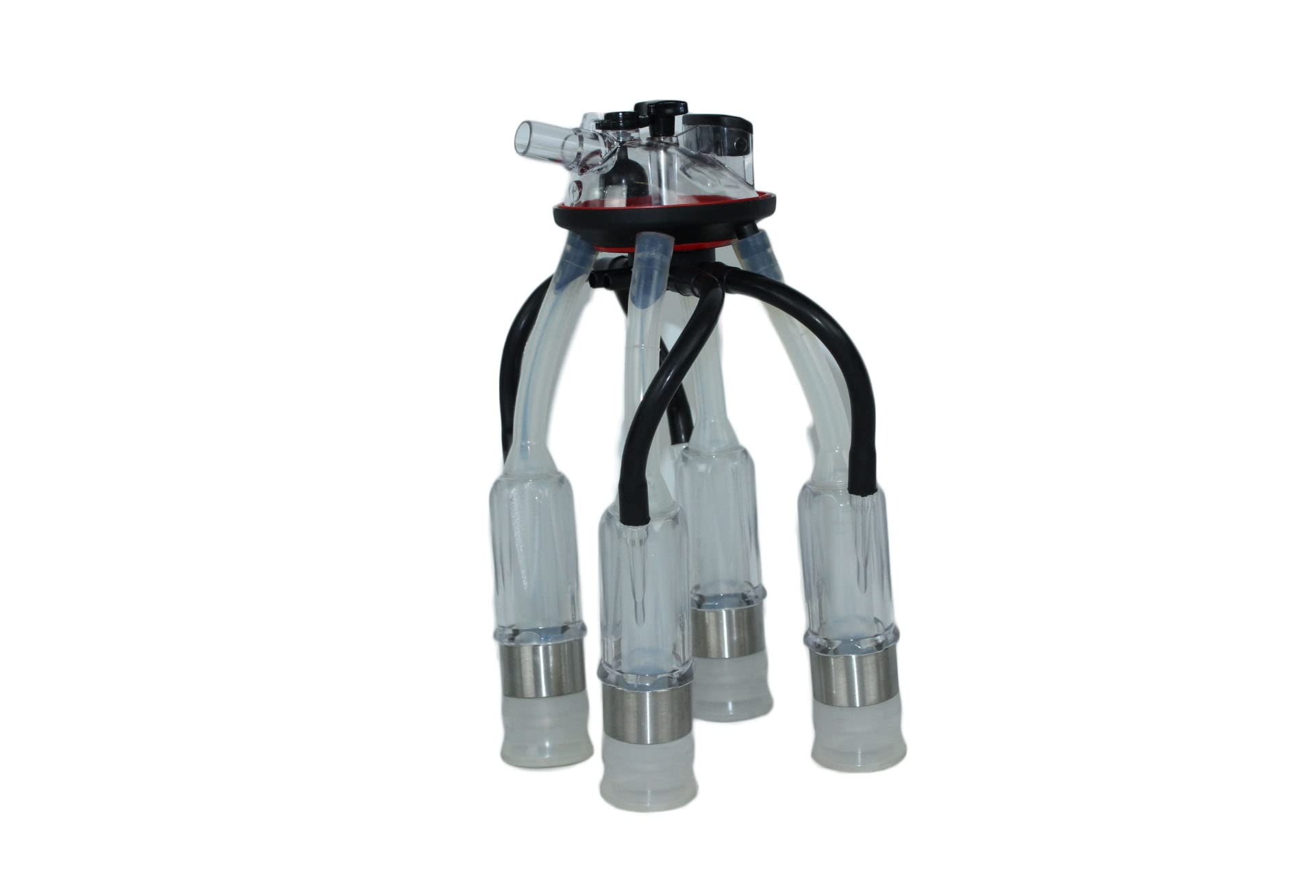 Melasty 240cc Cow Milking Machine Cluster with Soft Silicone Liners & Clear Acrylic Shells - Visible Pulsation for Small Teat Cows - Ideal for Dairy Farms, Homesteads & Veterinary Use