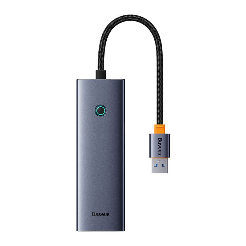 Baseus UltraJoy Series 4-in-1 USB Hub Adapter with 3 USB 3.0 Ports & Ethernet RJ45 - Space Gray - Perfect for Laptop, Desktop & Office Workspace