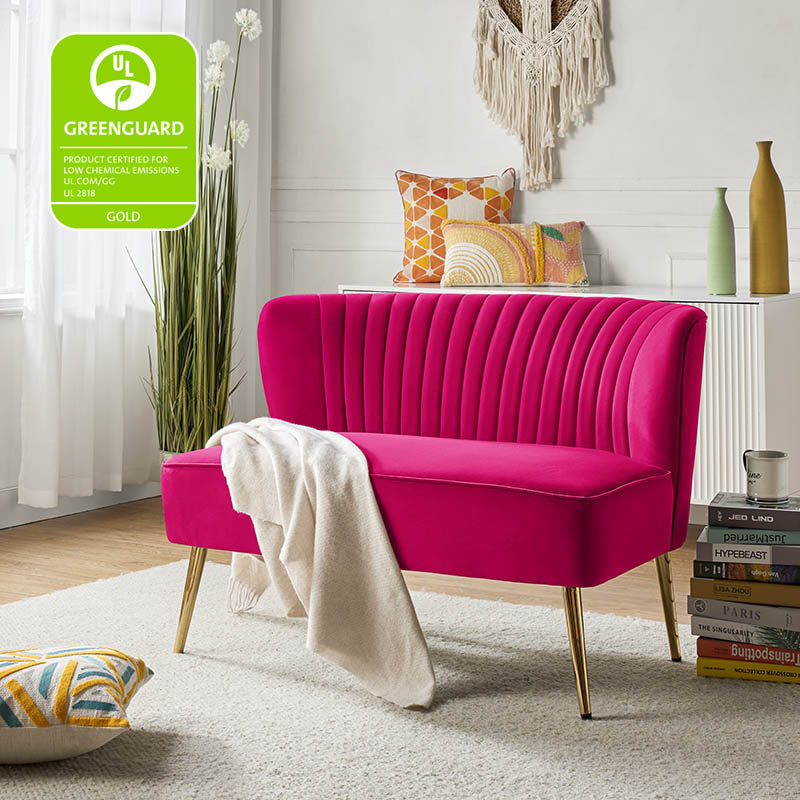 Bariana Velvet Loveseat - Soft & Luxurious Small Couch for Living Room, Bedroom, or Office - Perfect for Cozy Seating & Home Decor