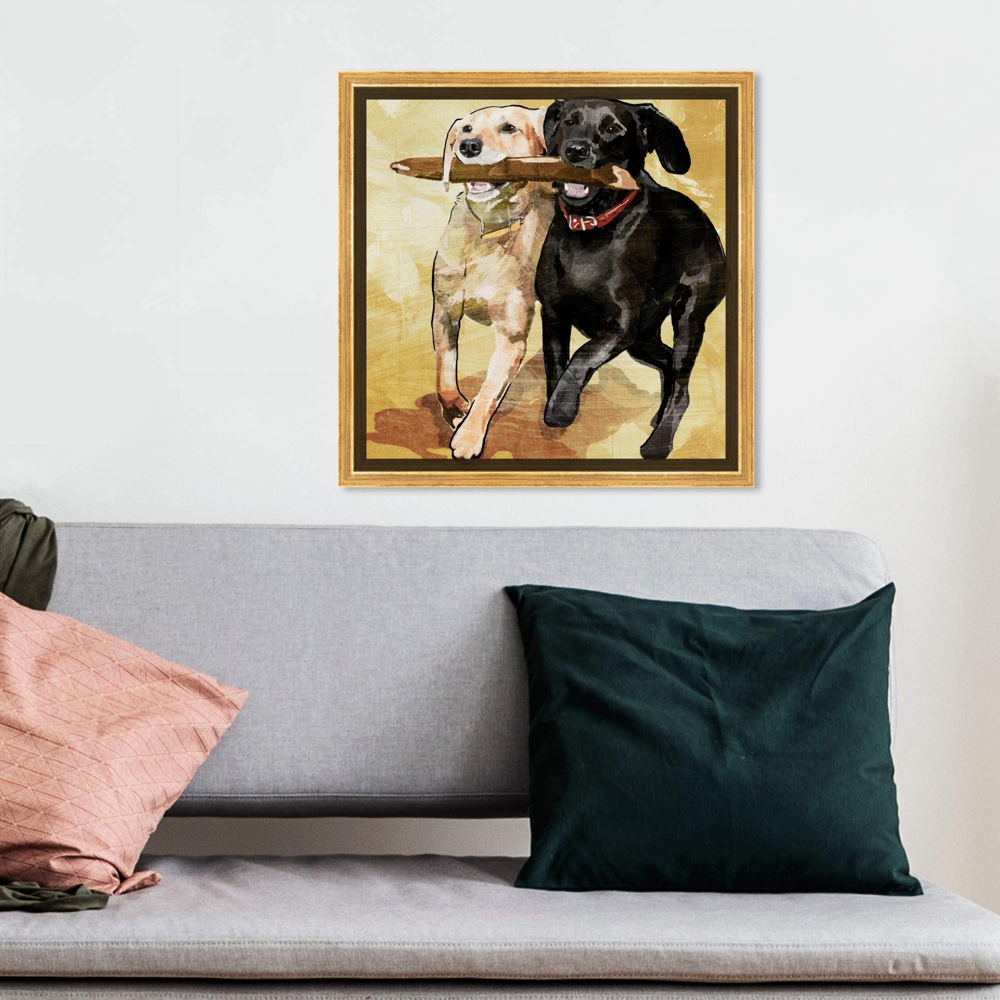 Playtime Dogs and Puppies - Animals Framed Wall Art Canvas Prints for Living Room, Bedroom & Office Decor