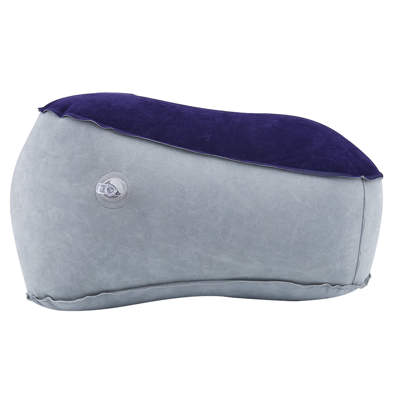 Alvinlite Inflatable Travel Foot Rest Pillow - Portable Airplane Foot Cushion for Leg Support | Lightweight PVC Flocking Foot Pad for Home, Office & Camping (Grey & Blue) | Perfect for Long Flights, Road Trips & Work Desks