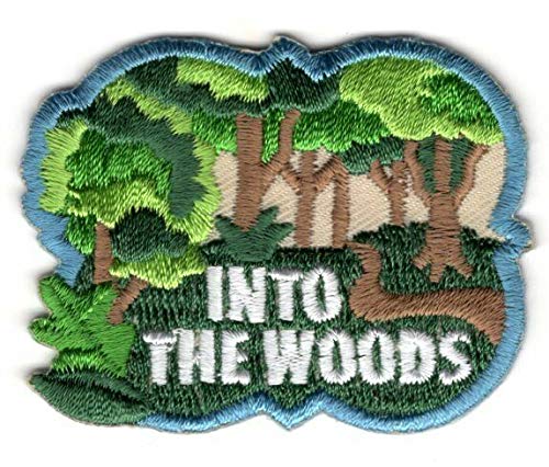 INTO THE WOODS Iron On Patch for Hiking, Scouting & Outdoor Activities - Durable Embroidered Badge for Jackets, Backpacks & Uniforms (Perfect for Scouts, Campers & Adventure Enthusiasts)