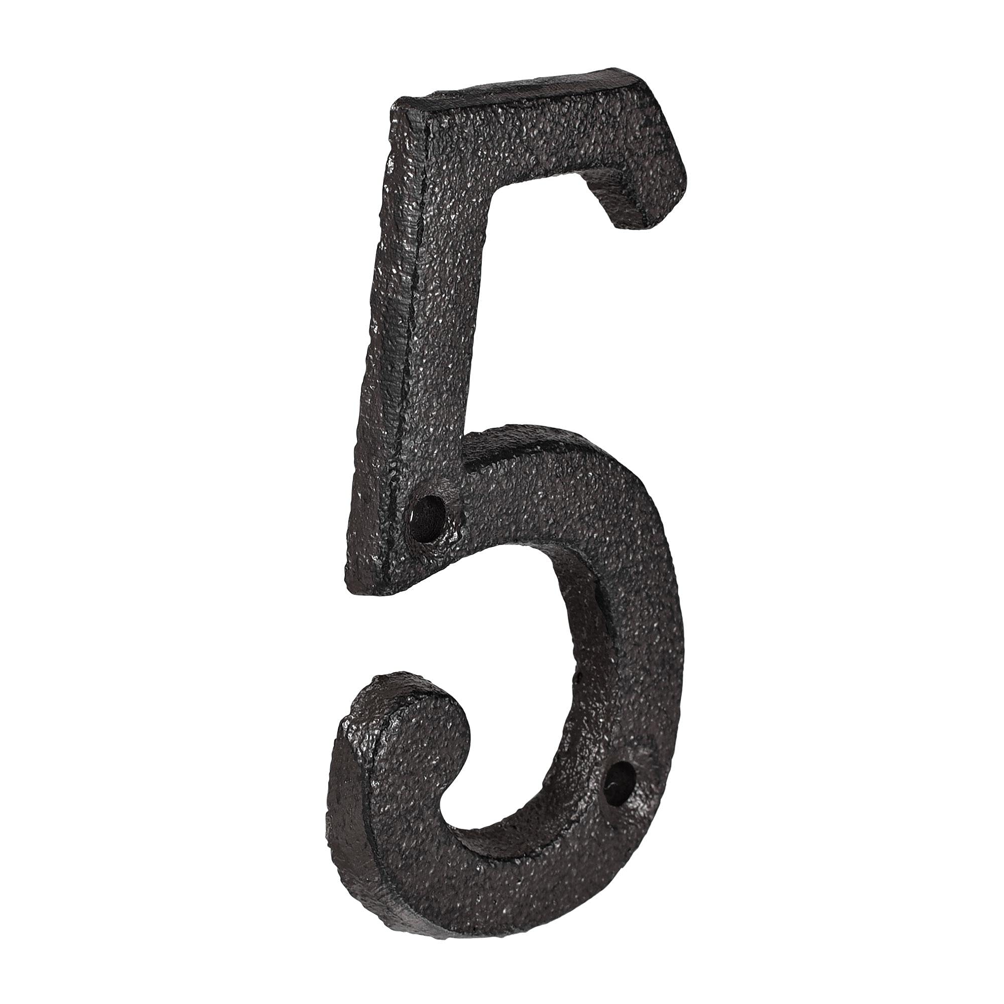 3 Inch Cast Iron House Number 5 - Durable Outdoor Address Sign for Home, Hotel & Mailbox - Weatherproof Metal Numbers for Front Door, Porch, Fence & Yard Decor