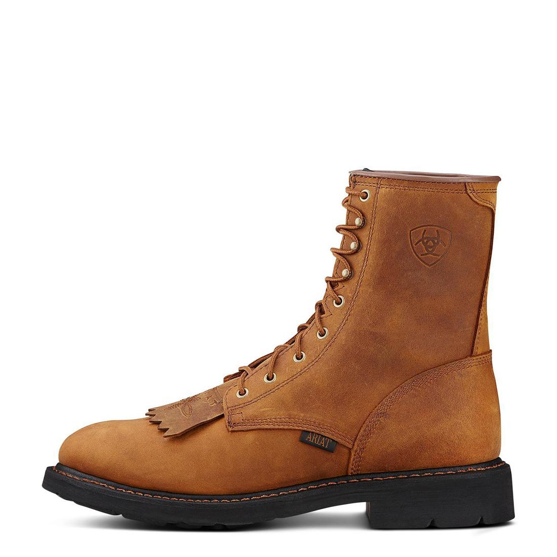 **Cascade 8 Inch Soft Toe Work Boots in Aged Bark – Durable & Comfortable for Construction, Hiking & Outdoor Work**
