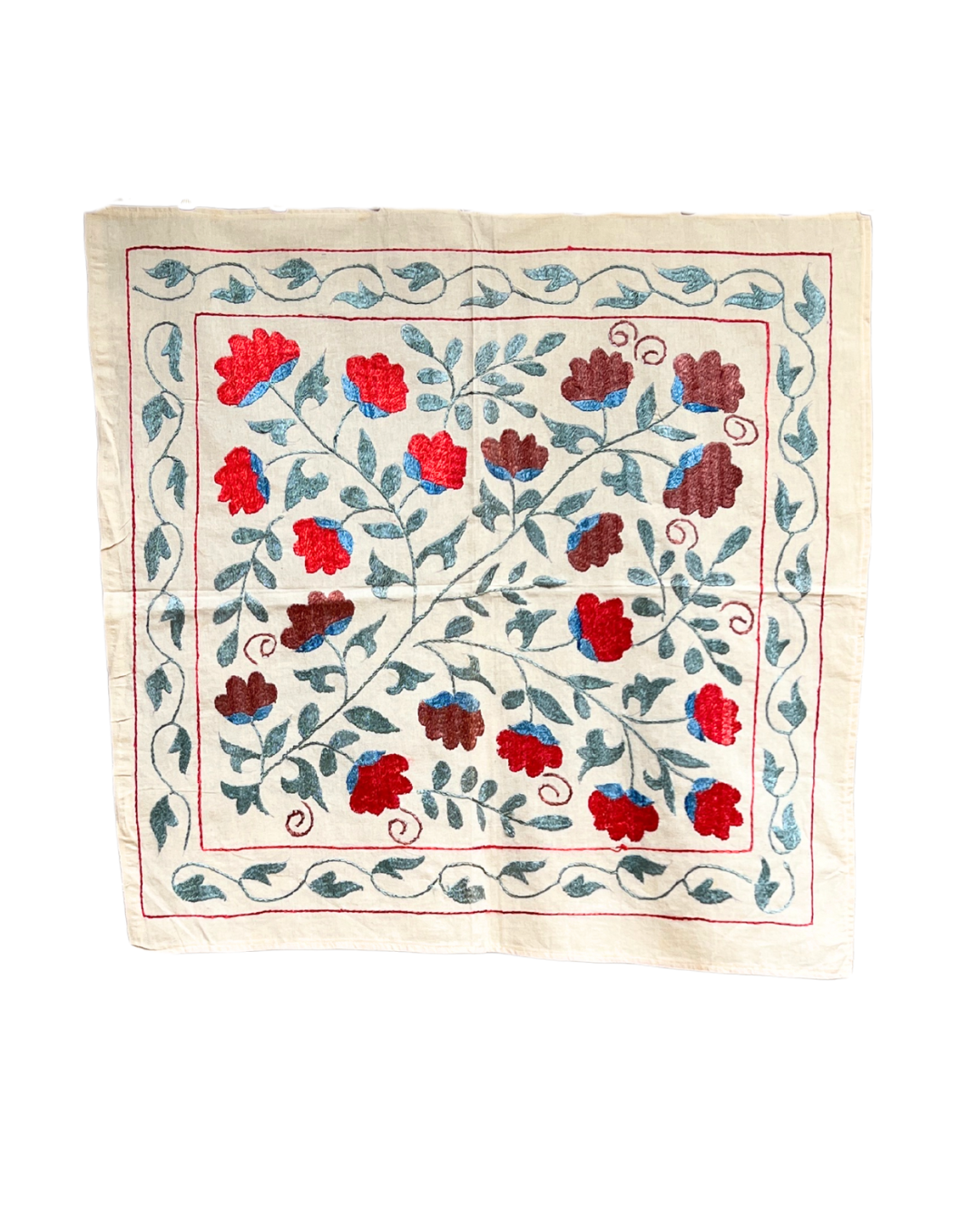 Extra Small Suzani 02 - Handmade Cotton Embroidered Pillow Cover - Bohemian Home Decor for Sofa, Bed & Nursery - Perfect for Boho Chic, Farmhouse & Eclectic Interior Design Styles