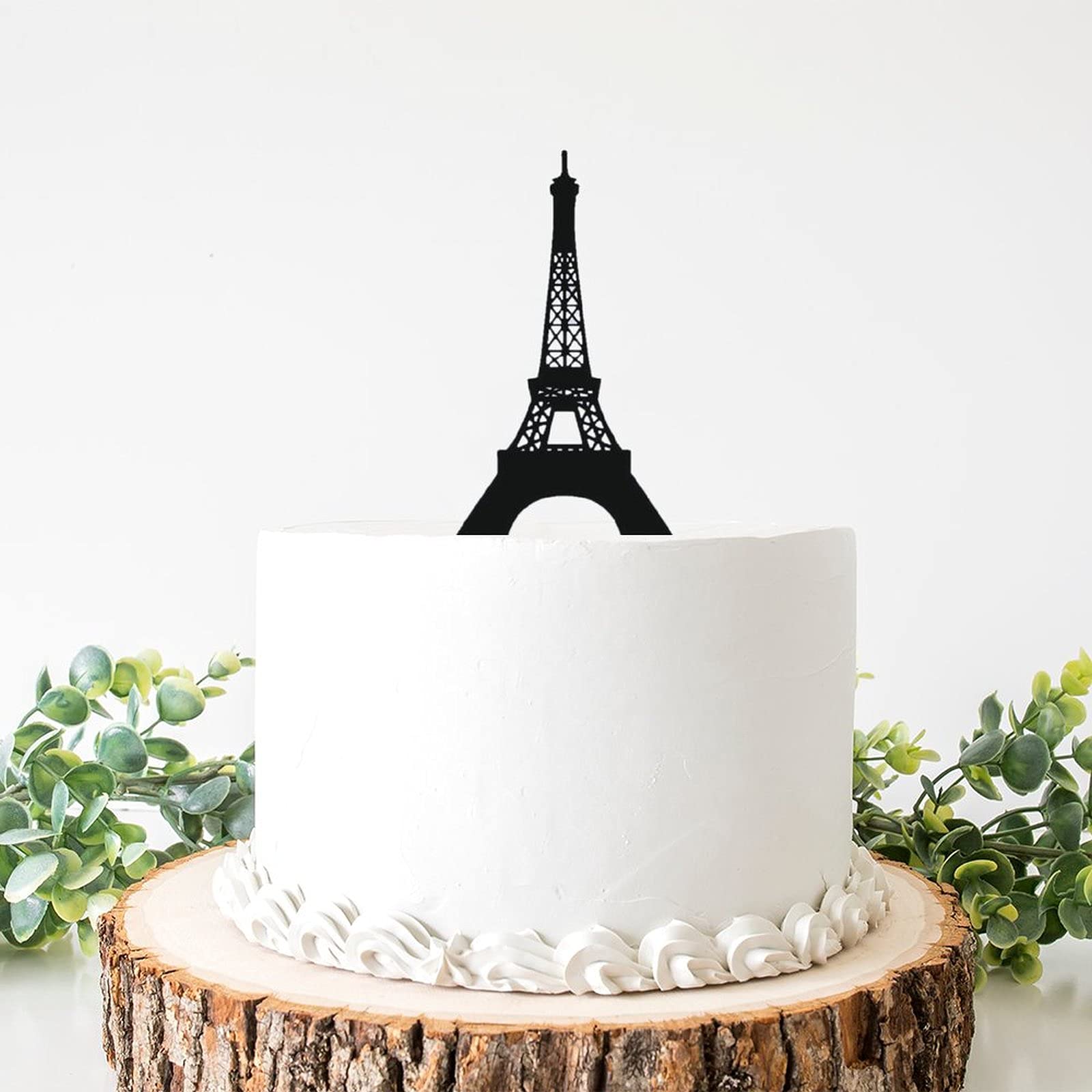 Eiffel Tower Black Cake Topper - Elegant Wedding Cake Decoration for Paris Theme Birthday, Anniversary & Bridal Shower Parties