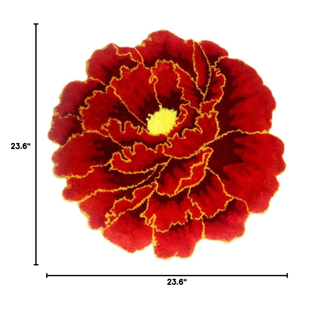 Red Peony Flower Round Rug - Non-Slip Plush Bath Mat & Area Rug for Bedroom, Kitchen, Bathroom - Floral Wedding Home Decor (Perfect for Wedding Decorations, Home Makeovers & Cozy Bathroom Upgrades)
