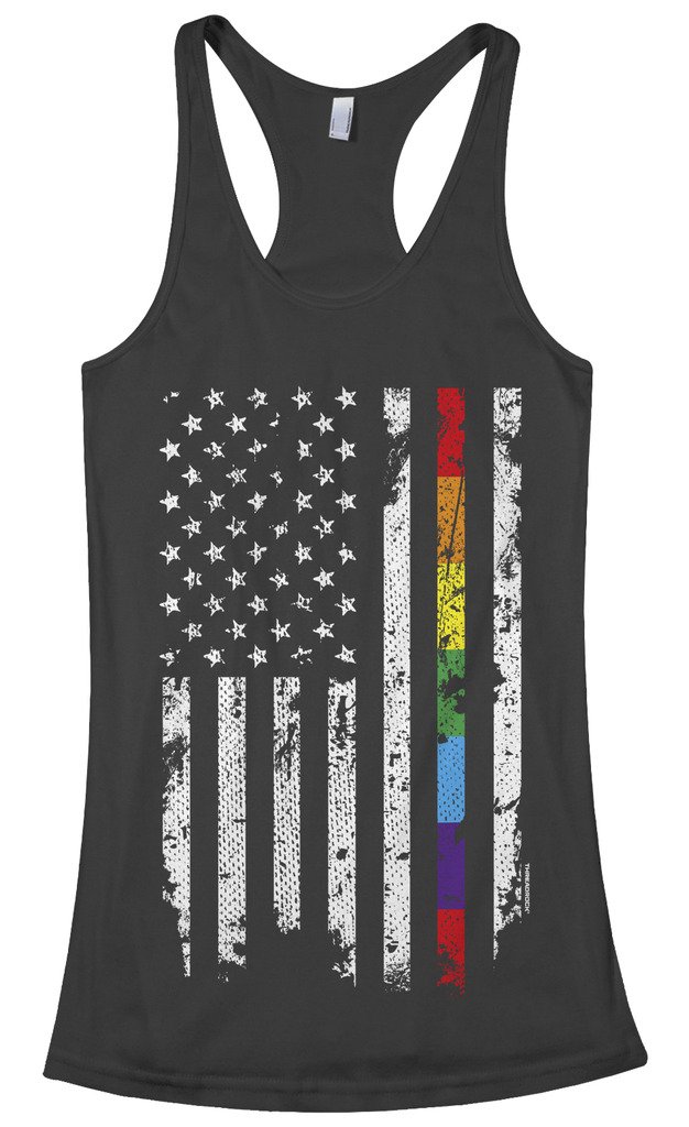 Threadrock Women's Gay Pride Rainbow American Flag Racerback Tank Top - LGBTQ+ Pride Month, Festivals & Casual Summer Wear