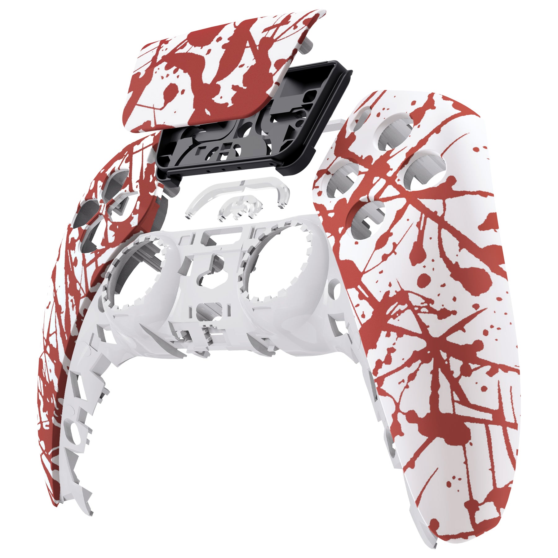eXtremeRate PS5 Controller Front Housing Shell Replacement - Compatible with BDM 010/020/030/040/050 Models - Custom Touchpad Cover - Blood Red Color - Perfect for Gaming, DIY Mods & Controller Customization