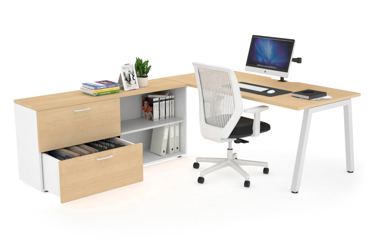 Quadro A Executive White Frame Office Chair [1800L x 800W with Cable Scallop] - Perfect for Modern Workspaces & Executive Offices