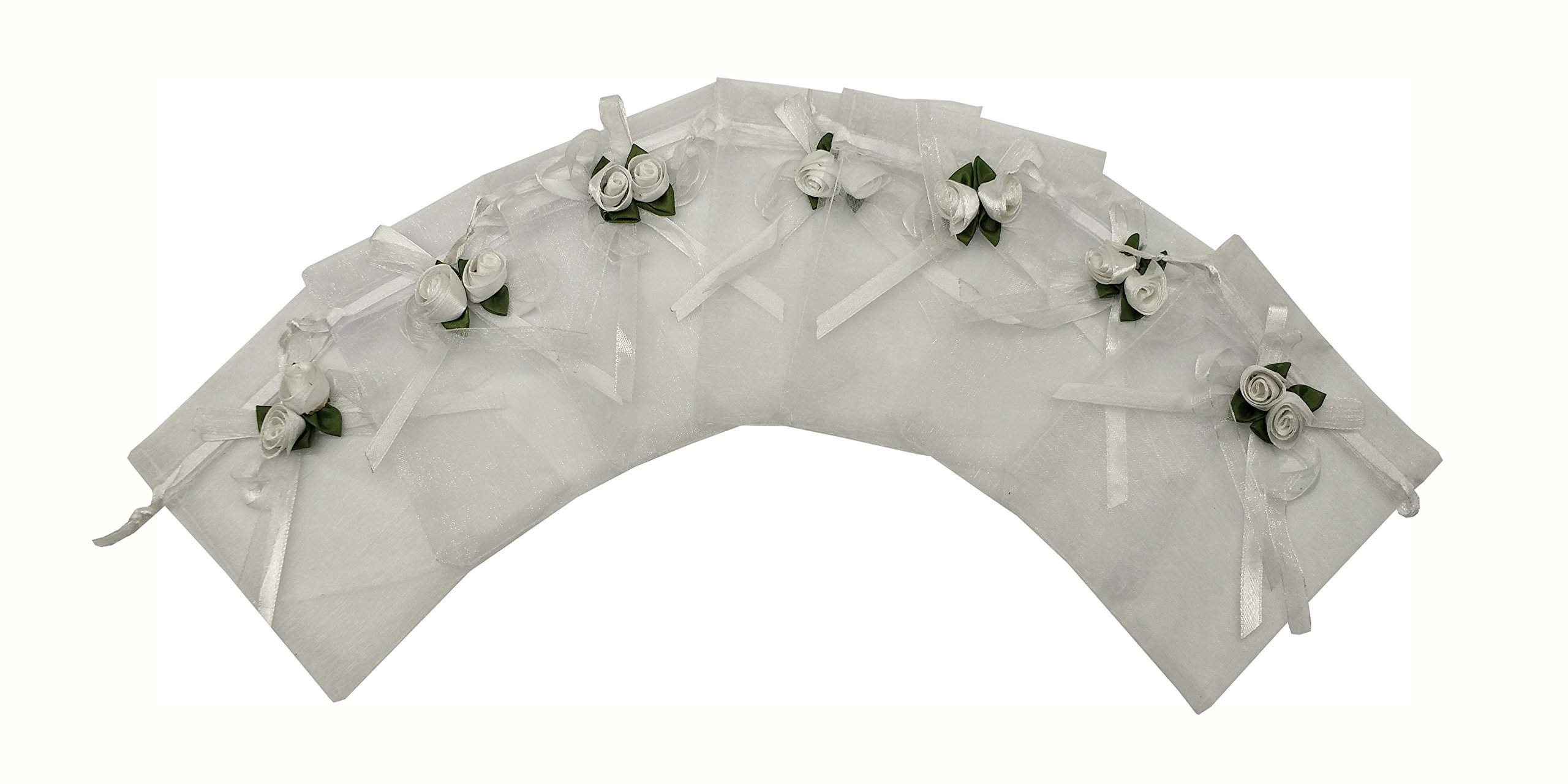 50pcs White Sheer Organza Favor Bags 3.8x4.8 Inches - Wedding Gift Bags, Party Favors, Jewelry Pouches & Sample Display Drawstring Bags - Perfect for Bridal Showers, Baby Showers & Special Events