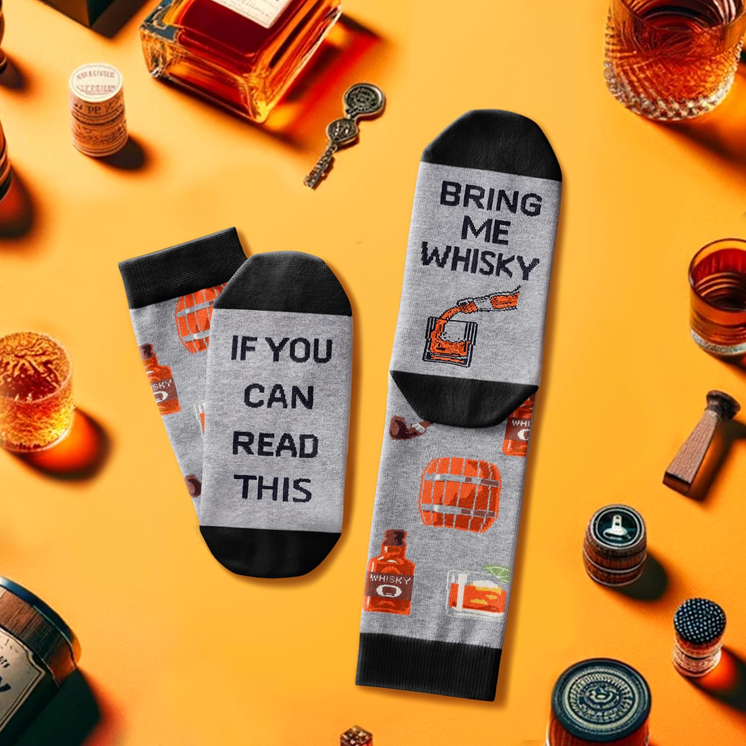 Zmart Funny Beer & Whiskey Socks for Men - Novelty Drinking Gifts for Beer Lovers & Whiskey Enthusiasts | Perfect for Parties, Gag Gifts & Casual Wear