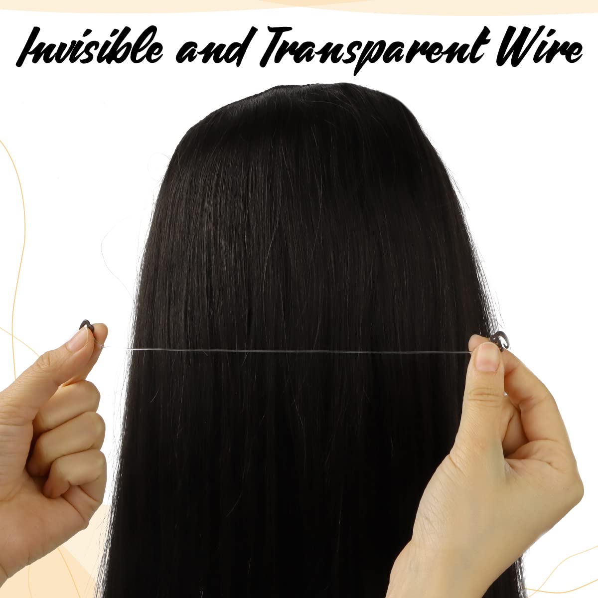 14 Inch 75g Natural Black Straight Remy Human Hair Extensions with Invisible Wire - Real Human Hair Clip-in Extensions for Daily Styling & Special Occasions