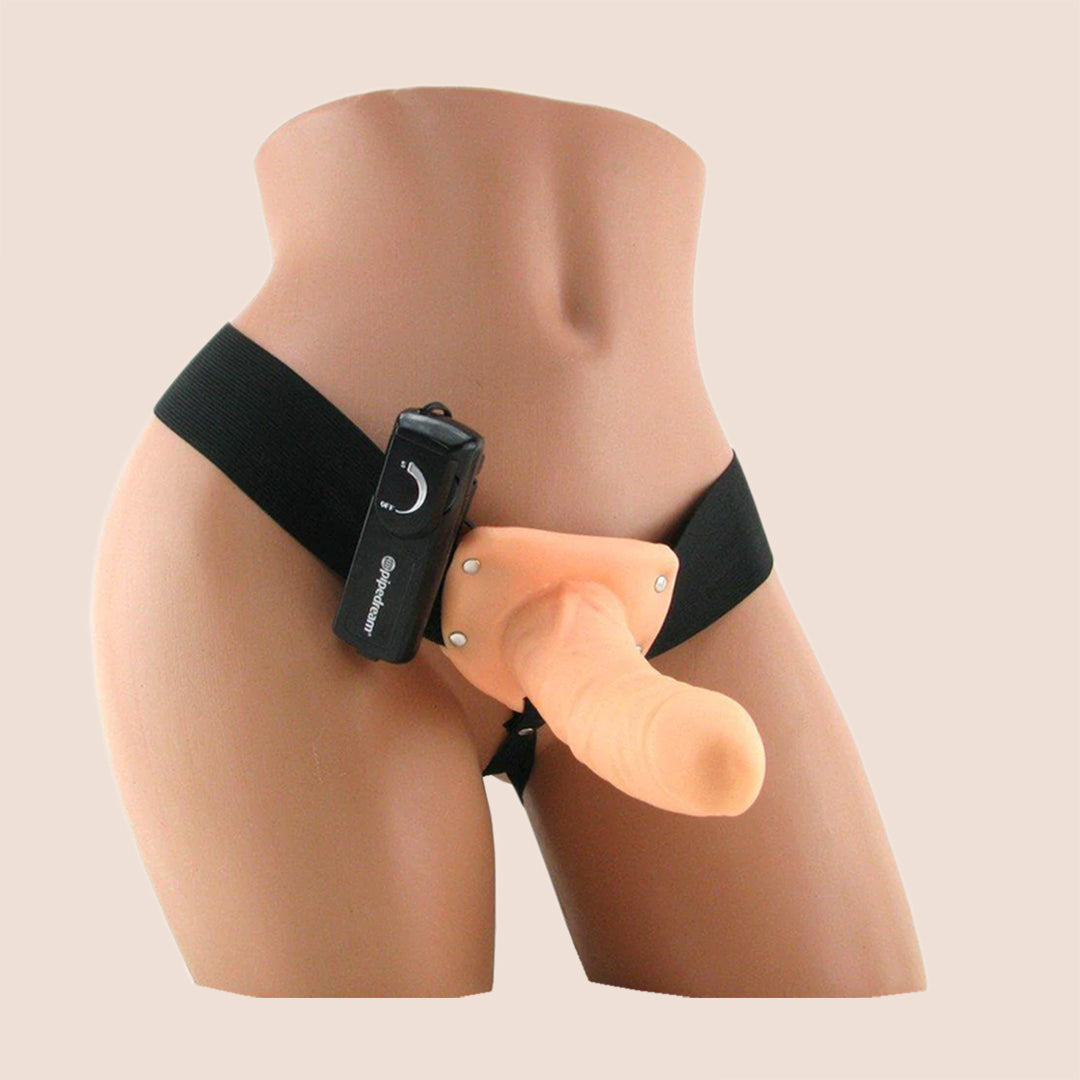 Fetish Fantasy Vibrating Hollow Strap-On for Men & Women - Comfortable Elastic Harness | Couples Play, Role Reversal & LGBTQ+ Friendly Adult Toy