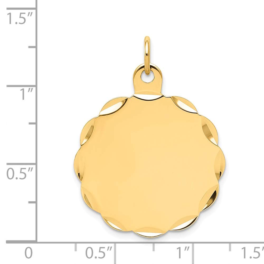 14K Yellow Gold .011 Gauge Engravable Scalloped Disc Charm - Personalized Jewelry for Necklaces, Bracelets & Gifts | Perfect for Engraving Names, Dates & Special Messages
