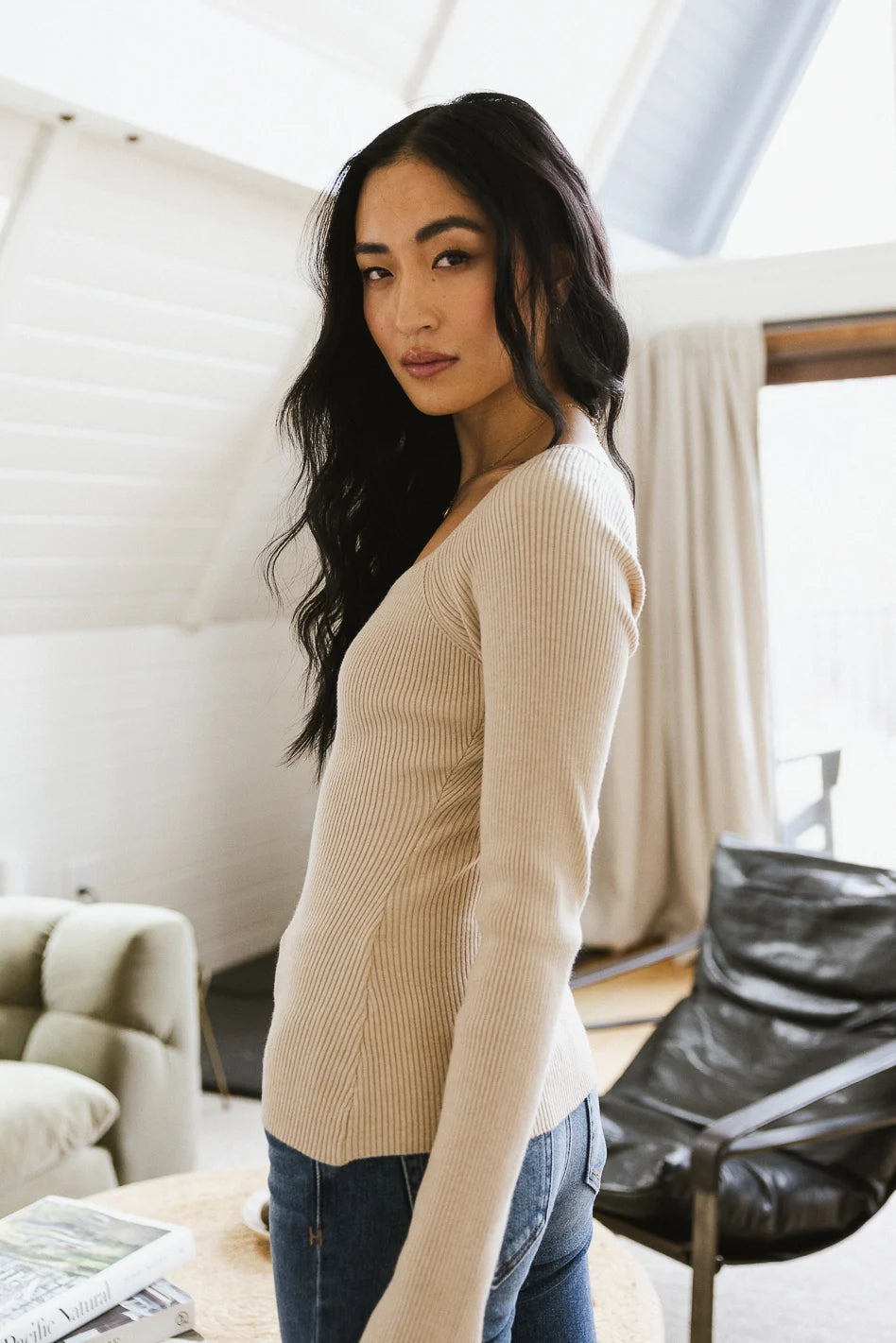 Oatmeal Nyla Ribbed Sweater for Women | Cozy Knit Pullover | Perfect for Fall & Winter Outfits, Office Wear & Casual Dates