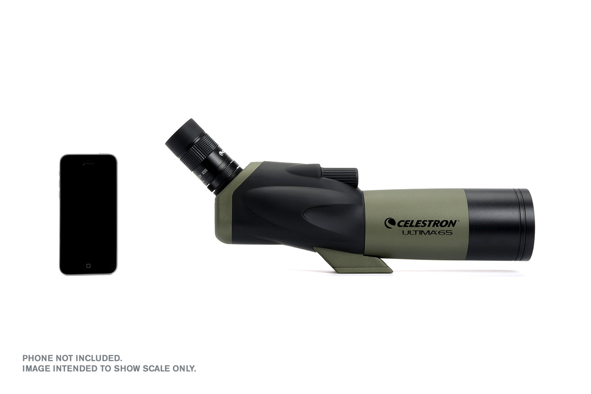 Ultima 18 55x65mm Angled Zoom Spotting Scope with Smartphone Adapter - High Power Magnification for Bird Watching, Hunting & Outdoor Adventures