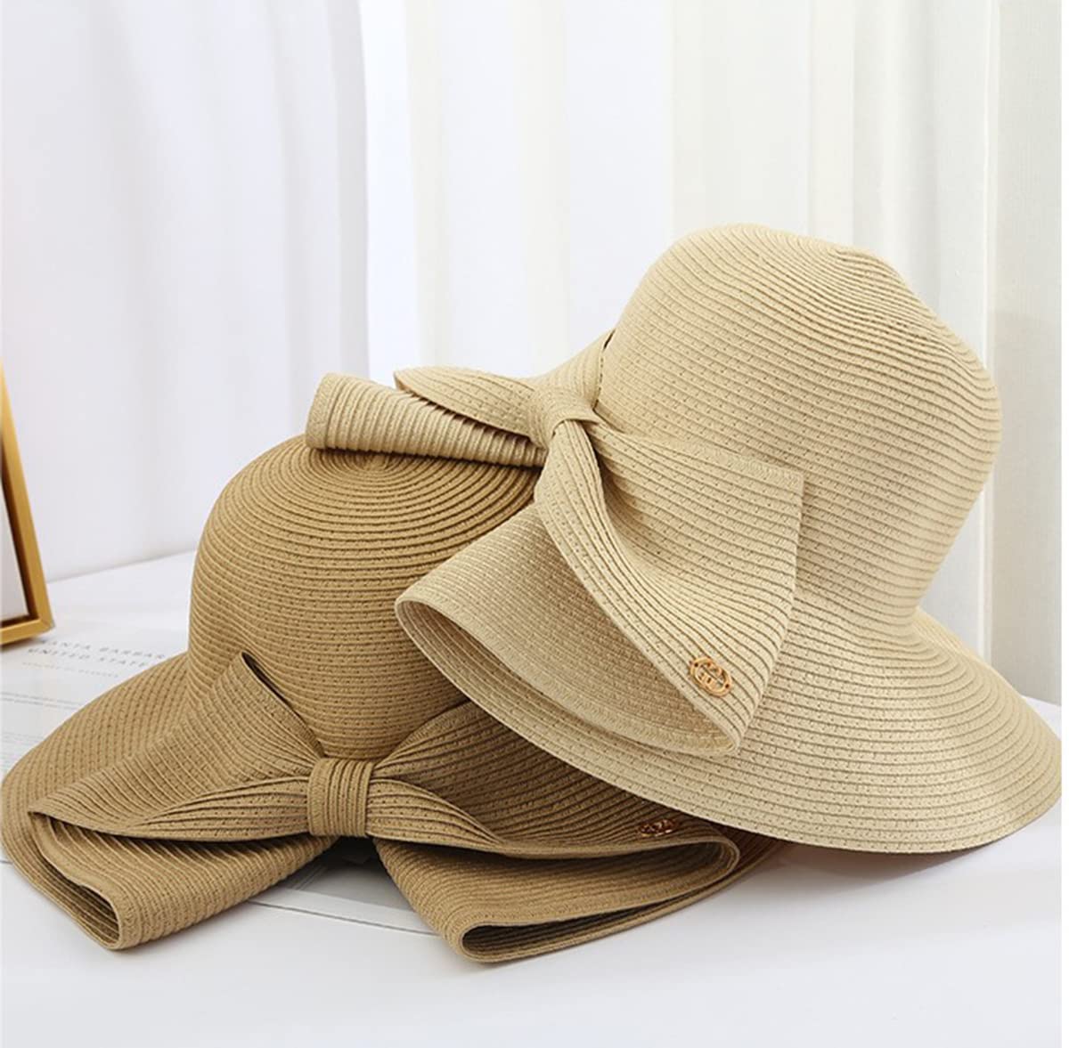 Women's Wide Brim Straw Sun Hat with Bow Knot - UPF 50+ UV Protection Summer Beach Hat for Outdoor, Travel & Gardening