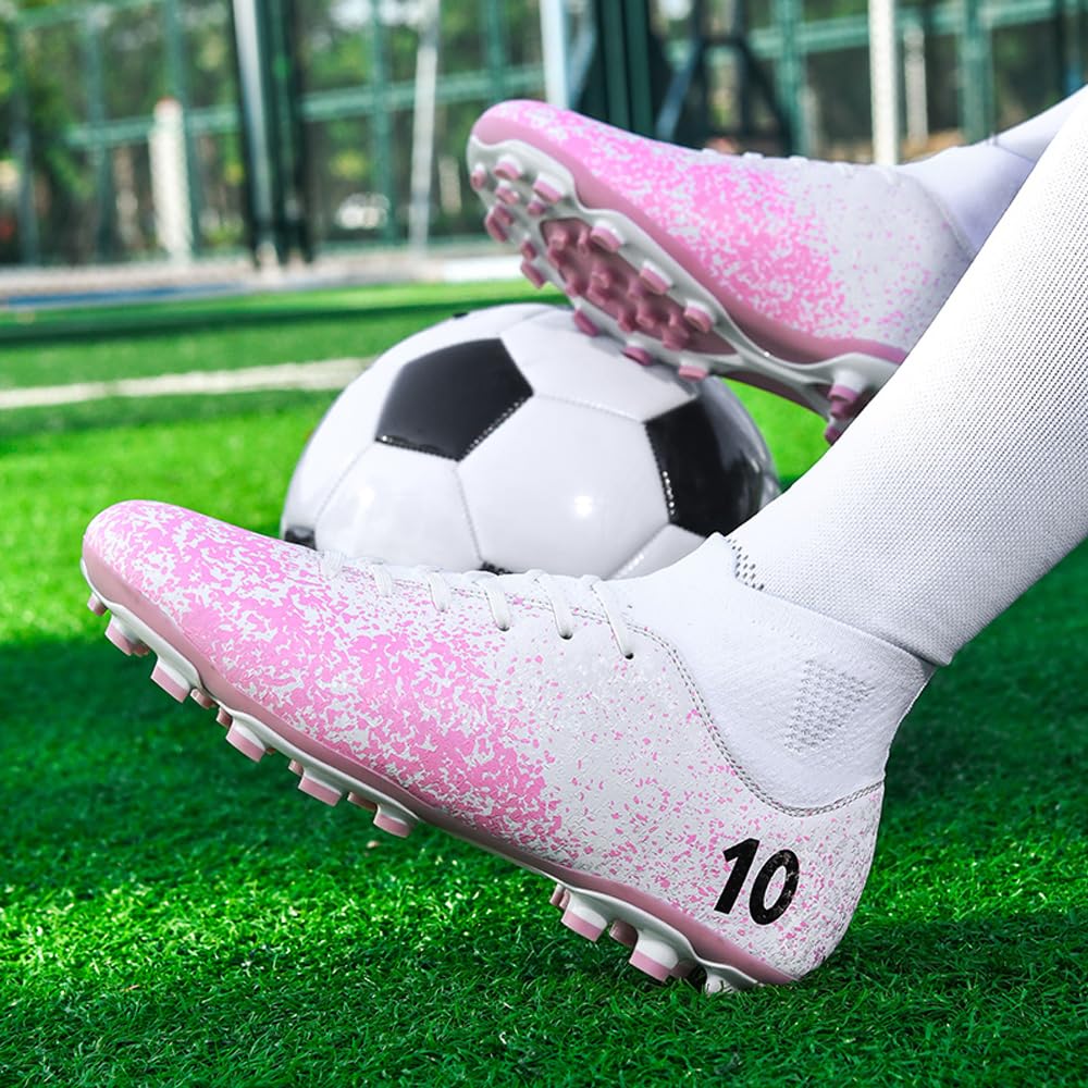 Breathable Women's & Men's High Top AG Soccer Cleats - Lightweight Futsal Shoes for Training & Outdoor Football Games | Perfect for Turf, Artificial Grass & Indoor Courts