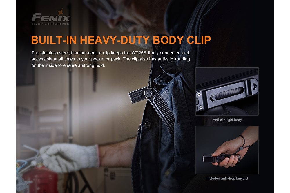 Fenix WT25R Rechargeable LED Flashlight - 1000 Lumens High Brightness, Adjustable Head for Camping, Hiking & Emergency Use