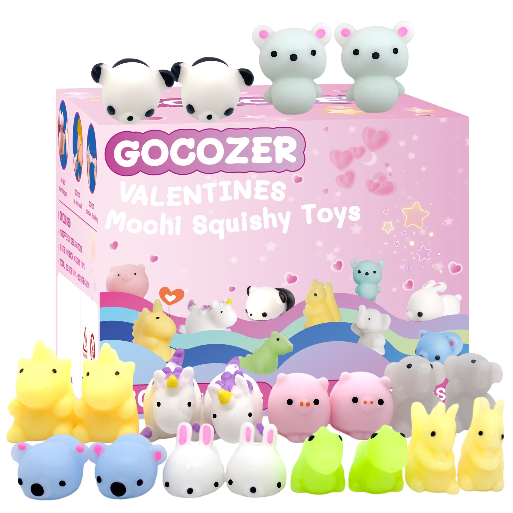 30 Packs Valentine's Day Cards with Cute Mochi Squishy Toys - Mini Kawaii Stress Relief Toys for Kids, Classroom Prizes & Valentine Exchange Gifts - Perfect for School Parties, Classroom Rewards & Friendship Gifts