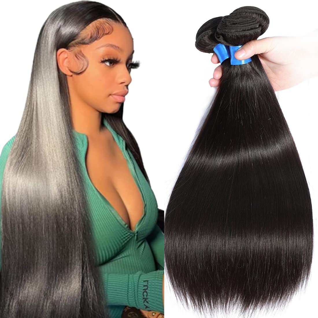 Virgin Brazilian Straight Hair Extensions 3 Bundles - Unprocessed 100% Human Hair Natural Black (14 16 18 Inch) for Smooth Blending & Everyday Styling | Perfect for Weaves, Ponytails & Volume Boosting