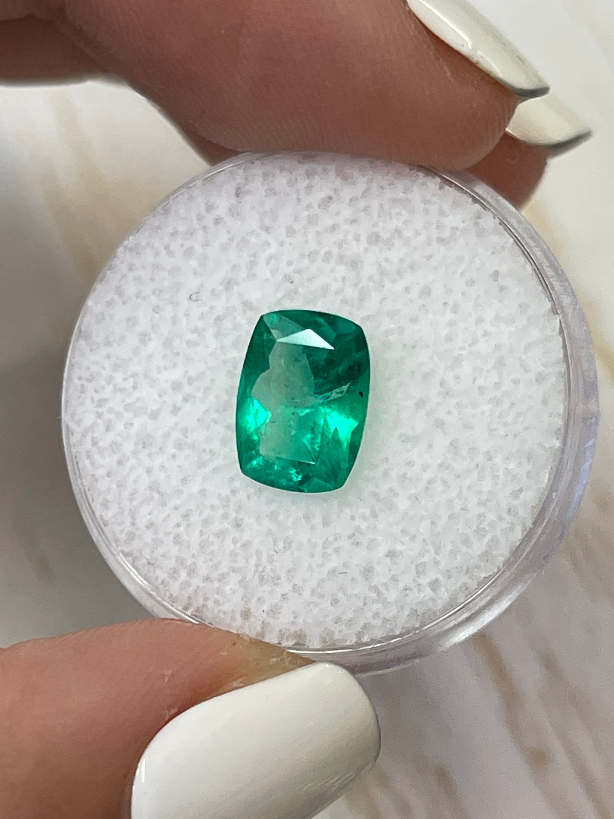 1.85 Carat 10x7mm Vivid Green Natural Colombian Loose Emerald - Elongated Cushion Cut Gemstone for Jewelry Making & Engagement Rings