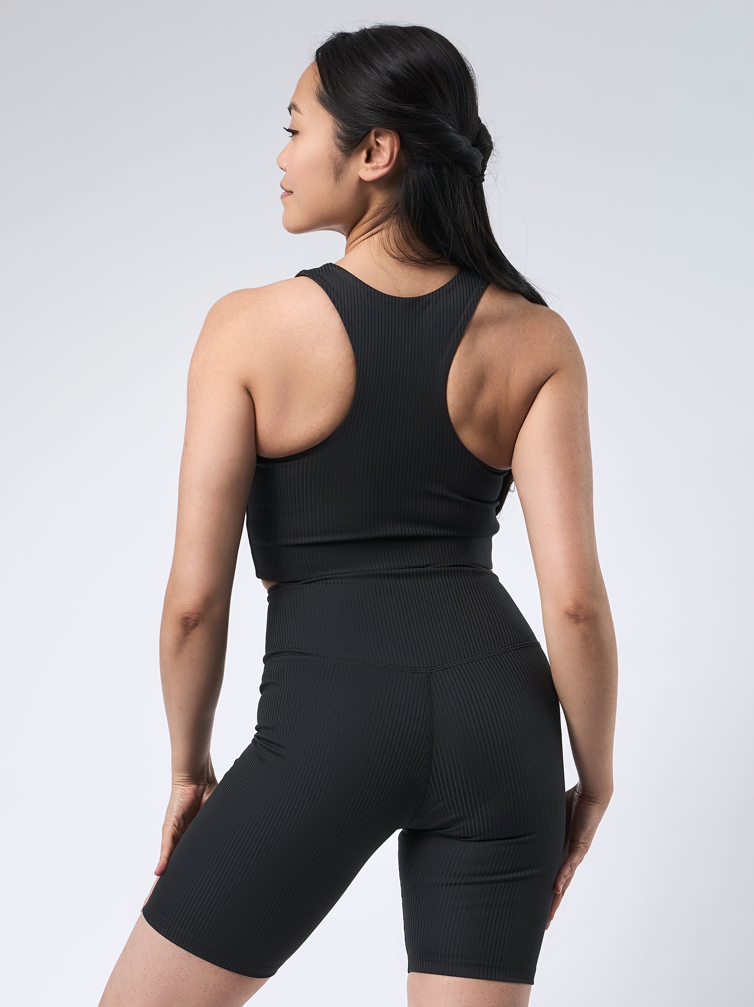 Girlfriend Collective High-Waisted Compressive Rib Bike Shorts for Women - Black | Workout, Running, Yoga & Cycling | Comfortable & Supportive Activewear